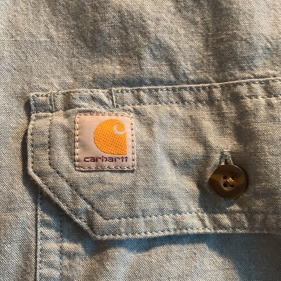 Men’s Carhartt light blue, short sleeve button up. Washed, never worn. Size 2XL - Picture 3 of 8